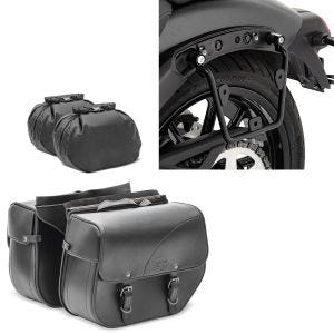 Set: Satteltaschen Kawasaki Vulcan S / Café Craftride Kentucky 30Ltr schwarz + Satteltaschenhalter für Kawasaki Vulcan S / Café 15-20 links Satteltaschen Abstandshalter Craftride_1