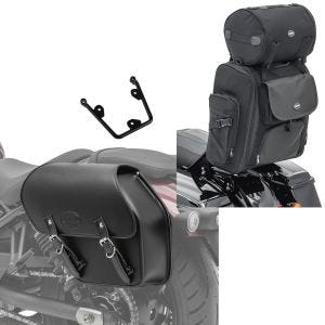 Set: Saddlebag with support compatible with Yamaha XV 950 / R 14-20 left side bag Fargo 13l Craftride + Sissy Bar Bag compatible with Yamaha XV 950 / R / Racer Rear Tail Bag Craftride SXL with Roll bag