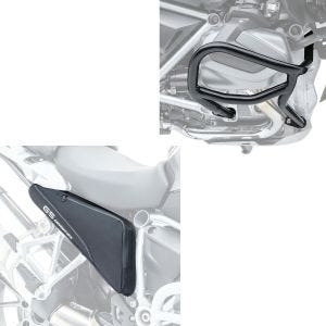 Set: Motorcycle Frame bag Set Bagtecs BF3 Pair blk with Engine Guard compatible with BMW R 1250 GS 19-21 Motoguard L2 Crash Bar