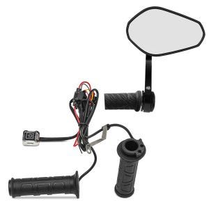 Set: Motorcycle Bar end mirrors ECE / rear view mirror SP2 pair Zaddox with Grip heating GH1 for 22mm handlebars blk