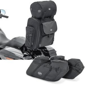 Set: Sissy Bar Bag + Saddlebag liner bags compatible with chopper / custombikes Touring 94-24 SP4