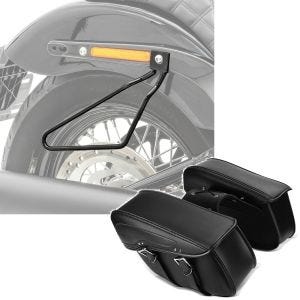 Set: Saddlebag Support Brackets + Throw-Over saddlebags for cruiser and retro VH5