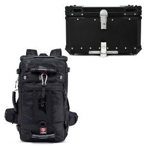 Set: Motorcycle Backpack / Tail bag HK4 Tail bag 45Ltr blk Bagtecs with Alu top box XB65 top Case 65 Liters blk