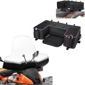 Set: ATV Cargo Bag QB5 Rear Tail Bag Top Box blk Bagtecs with Windshield for Quad ATV Windscreen univ. XLM