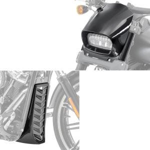 Set: Belly pan compatible with Harley Davidson Softail Fat Bob / 114 18-24 chin spoiler Craftride CV4 + Headlight Fly Screen Front Mask compatible with Harley Davidson Softail Fat Bob 114 18-24 Wind Shield Craftride black