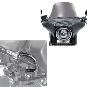 Set: Saddlebag guards compatible with Harley Davidson Sport Glide 18-24 side case crash bars Craftride TG7 black + Windshield compatible with Harley Davidson Sport Glide 18-24 Craftride L Windscreen light smoke
