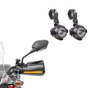 Handguards compatible with Honda Varadero 125 / XL 1000 V + LED auxiliary headlights with crash bar bracket pair