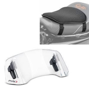 Gel seat cushion M + windshield Windscreen Spoiler Clip-On Puig 20764W clear
