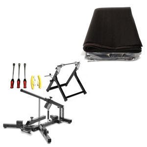 Oil mat 75 x 150 cm Oil protection mat + tire mounting device set with balancer