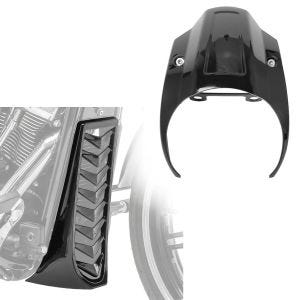 Set: Belly pan compatible with Harley Davidson Softail Street Bob 18-24 chin spoiler Craftride CV4 + Lamp mask compatible with Harley Davidson Softail Street Bob 18-24 Headlight fairing Craftride RM5 Windshield black