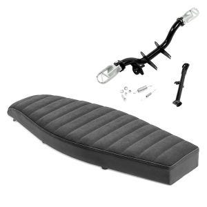 Flat bench seat VS1 Craftride compatible with Simson S51 / S50 / S70 + footrest holder + folding footrests and side stand
