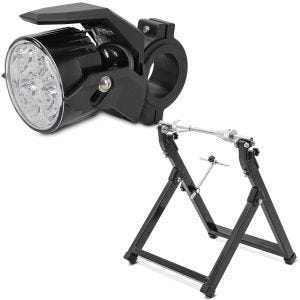 Set: Motorbike Auxiliary Spotlight S2 single e-homologated Lumitecs with Wheel balancer for WU-2 Tire balancer blk