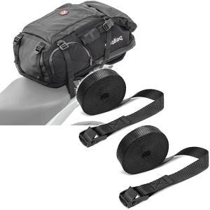 Set: Motorcycle Backpack HX5 wp. 45Ltr with helmet strap Bagtecs with Straps tie down straps 150cm 2 pieces blk