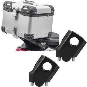 Set: Motorcycle Alu top box XS45 top Case 45Ls silver Bagtecs with Riser 40mm Alu for Handlebars Ø 22mm 7/8" blk