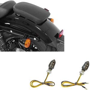 Set: Pillion Seat Pad Suction Cup for Custom Glider X blk Craftride with LED indicators motorcycle KP8 2 pieces tinted