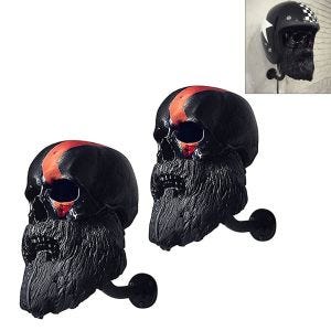 Set 2x Motorcycle helmet holder wall mount Skull XGP MH12 wardrobe black