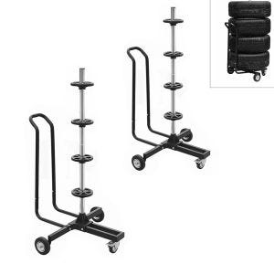 Set 2x Mobile rim tree with handle for car tires Vanit FB12 wheel stand black