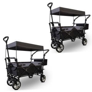 Set 2x Handcart with roof foldable Divit transport cart garden cart foldable steel ME70 black