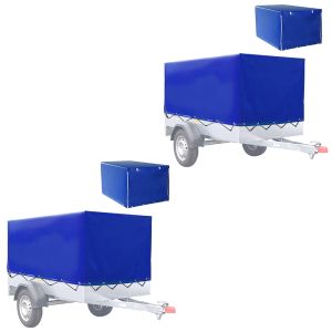 Set 2x Trailer tarpaulin with rubber belt 210 x 114 x 88cm Vanit high tarpaulin waterproof 610 g / m² ME98 blue