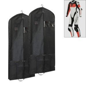 Set of 2 Motorcycle leather suit garment bag 65 x 170 cm Tourtecs LK14 protective cover breathable black