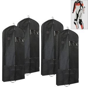 Set of 4 Motorcycle leather suit garment bag 65 x 170 cm Tourtecs LK14 protective cover breathable black
