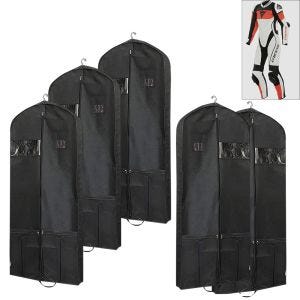 Set of 5 Motorcycle leather suit garment bag 65 x 170 cm Tourtecs LK14 protective cover breathable black