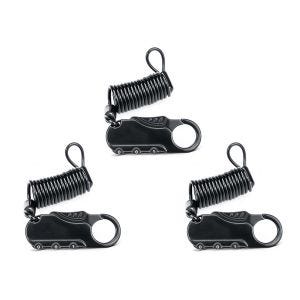 Set of 3 Helmet lock motorcycle / combination lock Tourtecs black