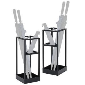 Set of 2 Umbrella stand Divit umbrella stand steel coat rack RE64 black