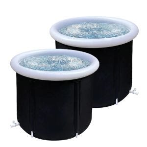 Set of 2 Ice bath inflatable Cranit EB14 PVC ice barrel portable 75 x 75 cm black