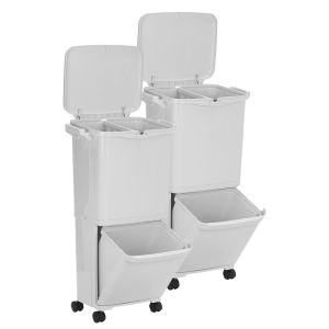 Set of 2 Waste separation system with 3 compartments MS1 Divit waste bin 55 liters white