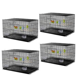 Set of 4 Bird cage with wooden poles Divit bird aviary with dirt tray 76 x 45 x 46 cm PL8 black