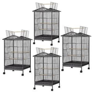 Set of 4 Bird cage with wheels Divit aviary with dirt tray 45x45x97 cm PL9 black NEW