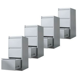 Set of 4 Metal cabinet with 3 drawers MS41 Divit filing cabinet with drawers gray