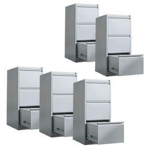 Set of 5 Metal cabinet with 3 drawers MS41 Divit filing cabinet with drawers gray
