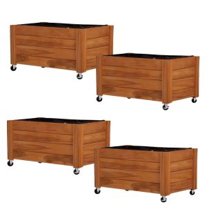Set of 4 plant pots on wheels Divit FC58 raised bed planters made of wood 78 x 52 x 40.5 cm