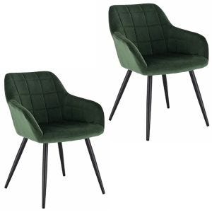 Dining room chairs with armrests 2 pieces Divit velvet chair pair green MW46 NEW