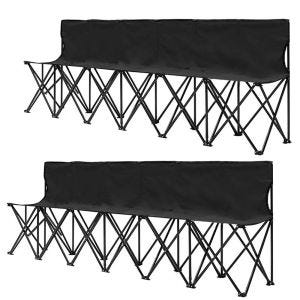 2x folding garden bench Divit SR10 garden chair for 6 people black
