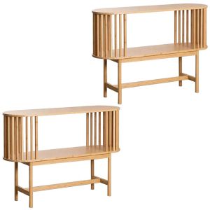 2x console table bamboo Divit SR90 chest of drawers console with 2 shelves