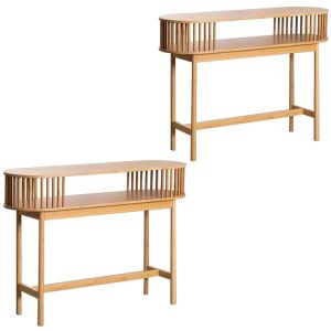 2x console table bamboo SR91 Divit side table console with 2 shelves NEW