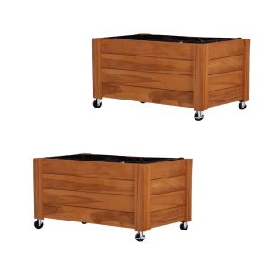 2x plant pots on wheels Divit FC58 plant box raised bed wood 78 x 52 x 40.5 cm