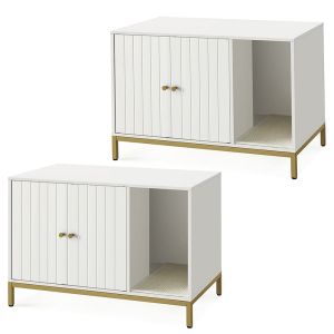 2x Feandrea cat litter box cabinet Divit BK2718 cat toilet, with scratching mat 80 x 50 x 55 cm