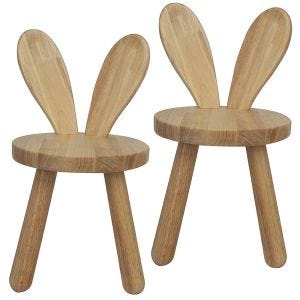 2x children's chair wood Divit KS1 solid wood stool rabbit ears