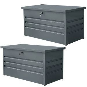 2x outdoor metal storage box AB5 garden chest lockable 350 liter