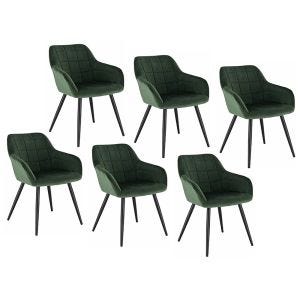 Set of 6 dining chairs with armrests Divit MW46  velvet chairs upholstered metal legs green NEW
