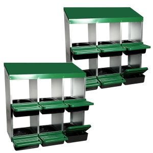 2x Nesting box for chickens Divit NK3 with 6 breeding places green