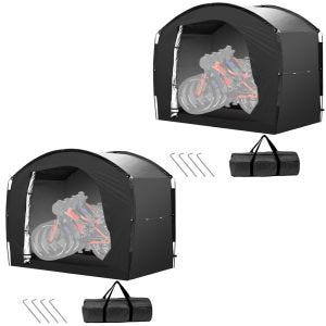 2x Bicycle shelter Vanit XU62 tent garage 200 x 80 x 160 cm waterproof with carry bag black