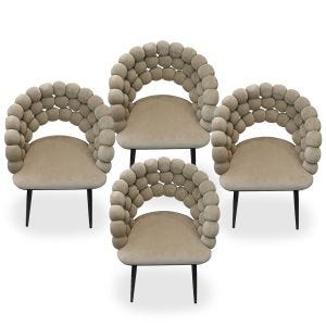 2x Dining room chairs set of 2 Divit SR74 armchairs armchairs velvet wooden legs beige