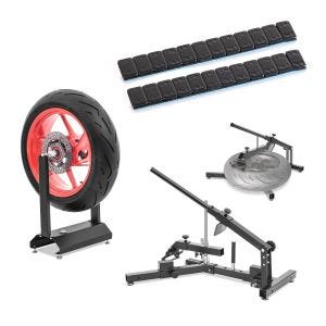 Set Motorcycle Tyre changer and Wheel balancing weights for 12-21" ConStands with Mounting paste