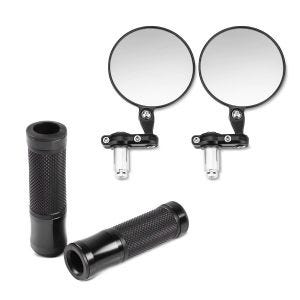 Set Motorcycle Bar end mirrors ECE / rear view mirror Zaddox and Handlebar grips