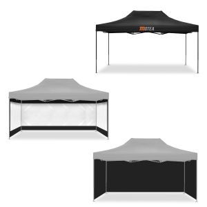 Pavillion 3x4,5m foldable Tourtecs for the racetrack MOTEA black + 4 Pavillon walls foldable for Racing tent 3x4,5m transparent + 4 Pavillon walls foldable 3x4,5m black